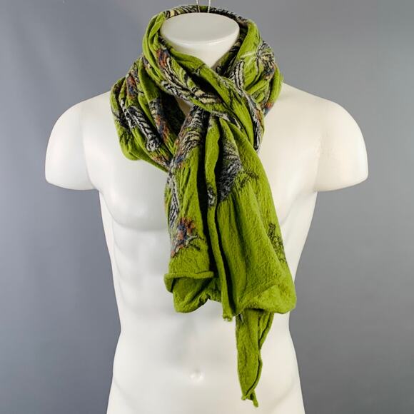KAPITAL Green White Butterfly Oversized Wool Scarf - Picture 1 of 5